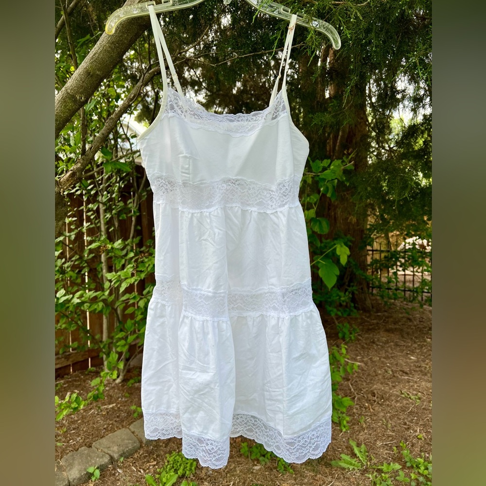 Pink by Frankie’s Bikinis Victorias Secret white cotton lace nightgown mini